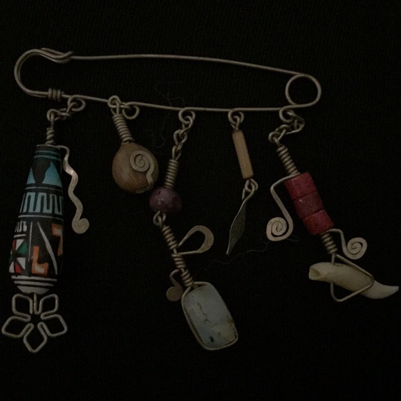 Wearable Art pin “Diaper pin” BoHo/gypsy/festival - Picture 4 of 8